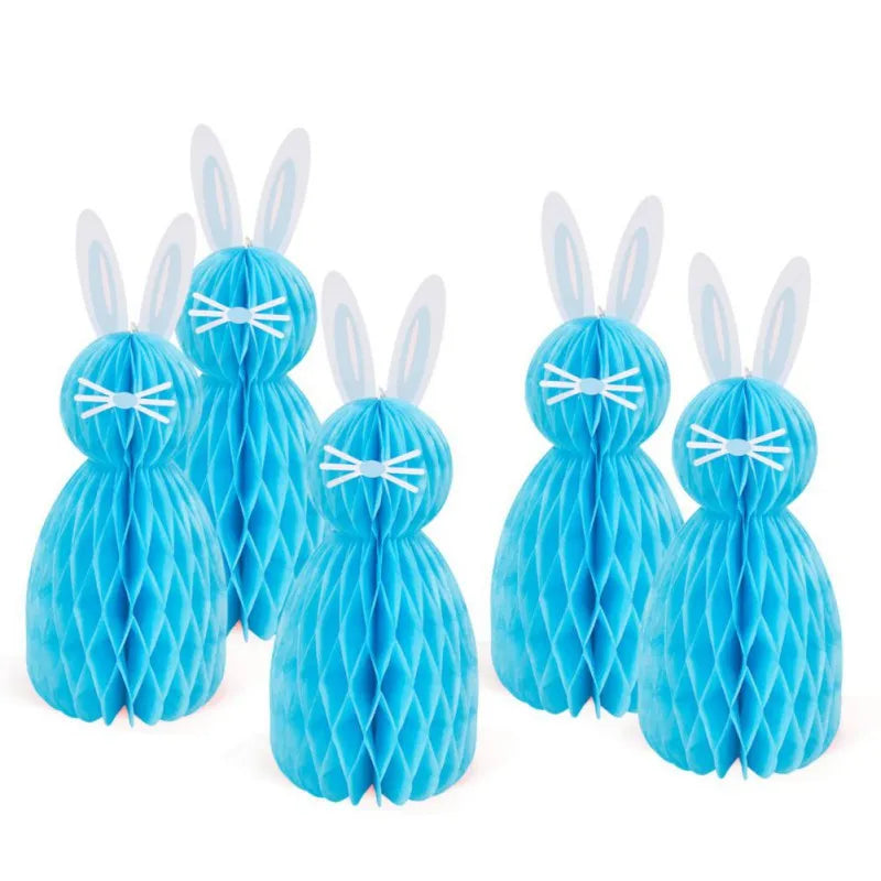 Easter Colorful Honeycomb Rabbit Hanging Paper Decoration Easter 3D Honeycomb Paper Egg Ball Easter Theme Party Decoration