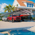 VIWAT 10x15~20x40FT Multi-Size Metal Carport w/ Enhanced Base Outdoor Heavy Duty Garage Galvanized Car Shelter for Graden Patio
