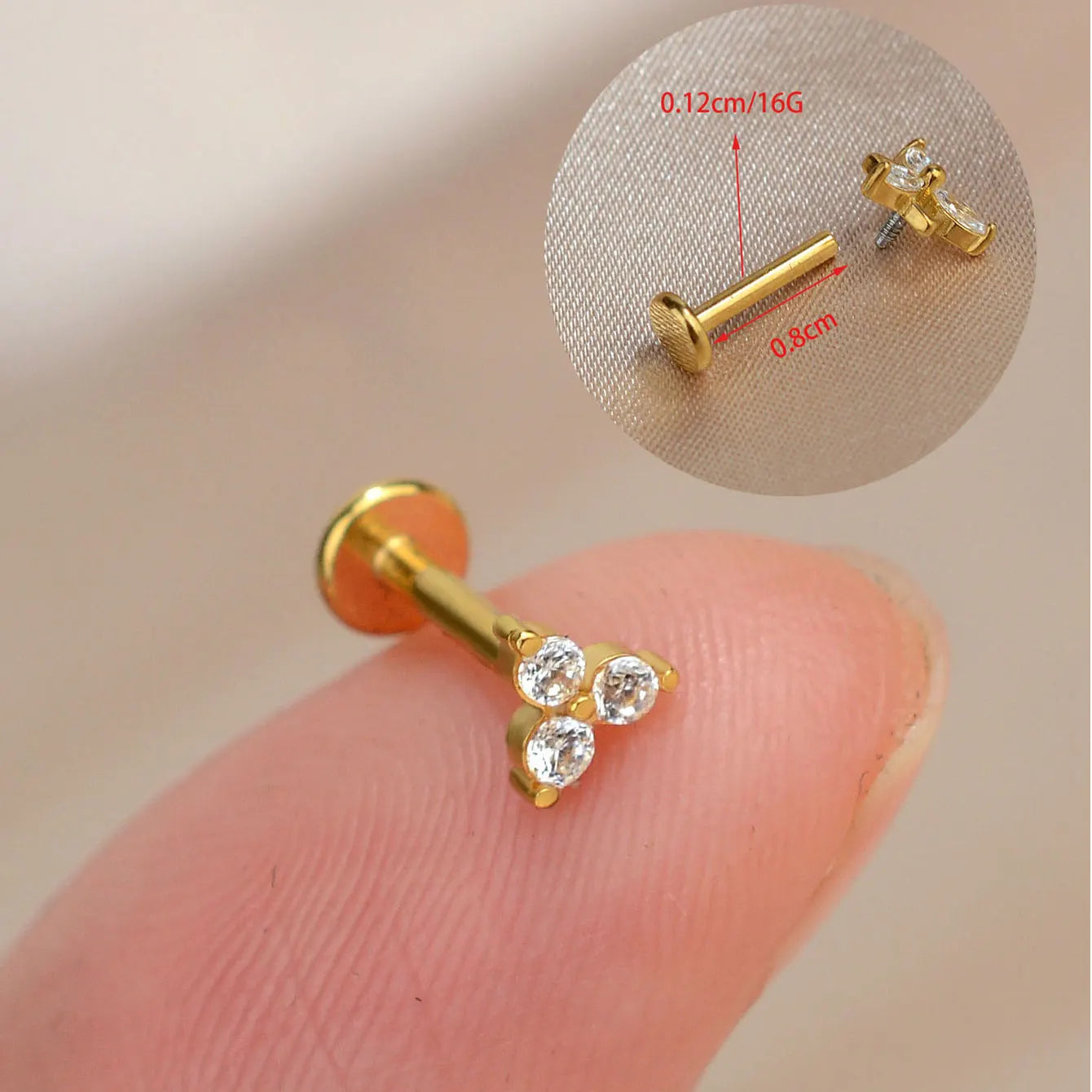 1Piece 16G Titanium Steel CZ Leaf Bee Piercing Lip Labre Studs Tragus Helix Cartilage Couch Lobe Earrings Body Jewelry For Women