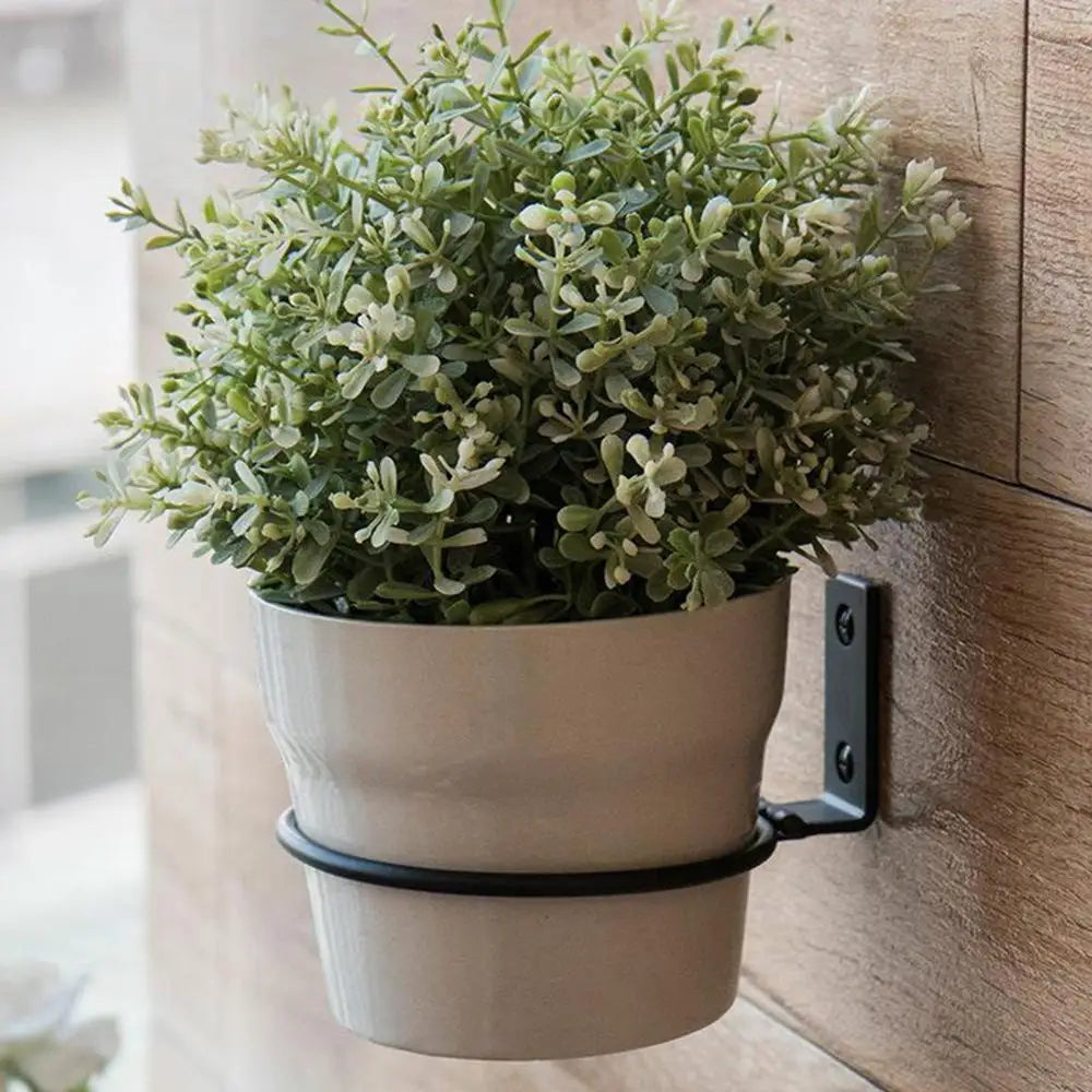 Metal Flower Pot Holder Ring Railing Wall Mounting Planter Pot Stand Stylish Sturdy Planter Rack For Office Outdoor Decor