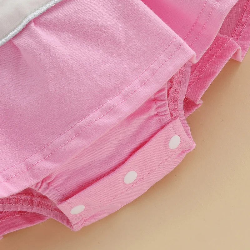 Adorable Baby Girls Easter Outfit Set with Bunny Embroidery Romper Dress Skirt Bodysuit Jumpsuit and Headband