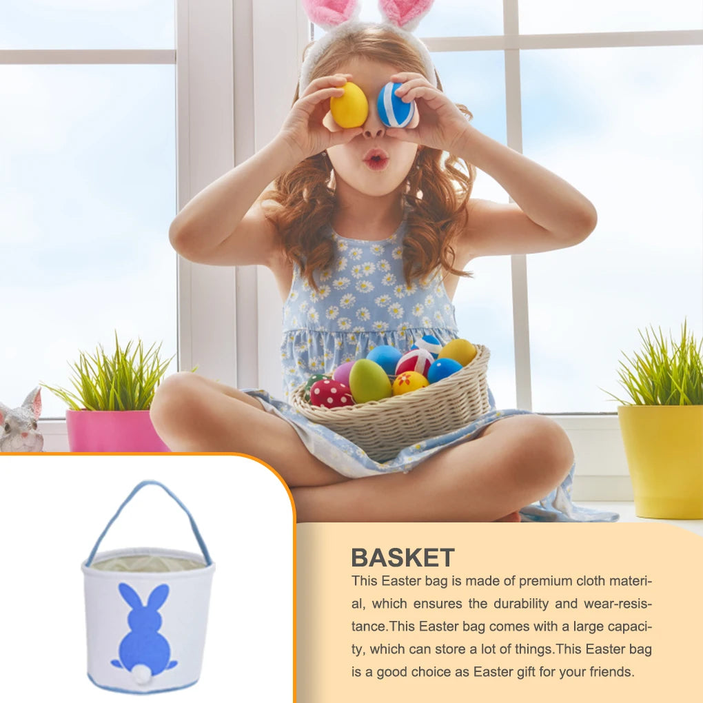 Bunny Bag Cloth Wear-resistance Easter Basket Holiday Buckets  Decorations Footprint Handle Bags  Double-Handle Red