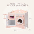 Robud Wooden 6-in-1 Baby Doll Changing Table with Baby Doll Crib Washing Machine Bottle Sterilizer Storage Area for Kids in Pink