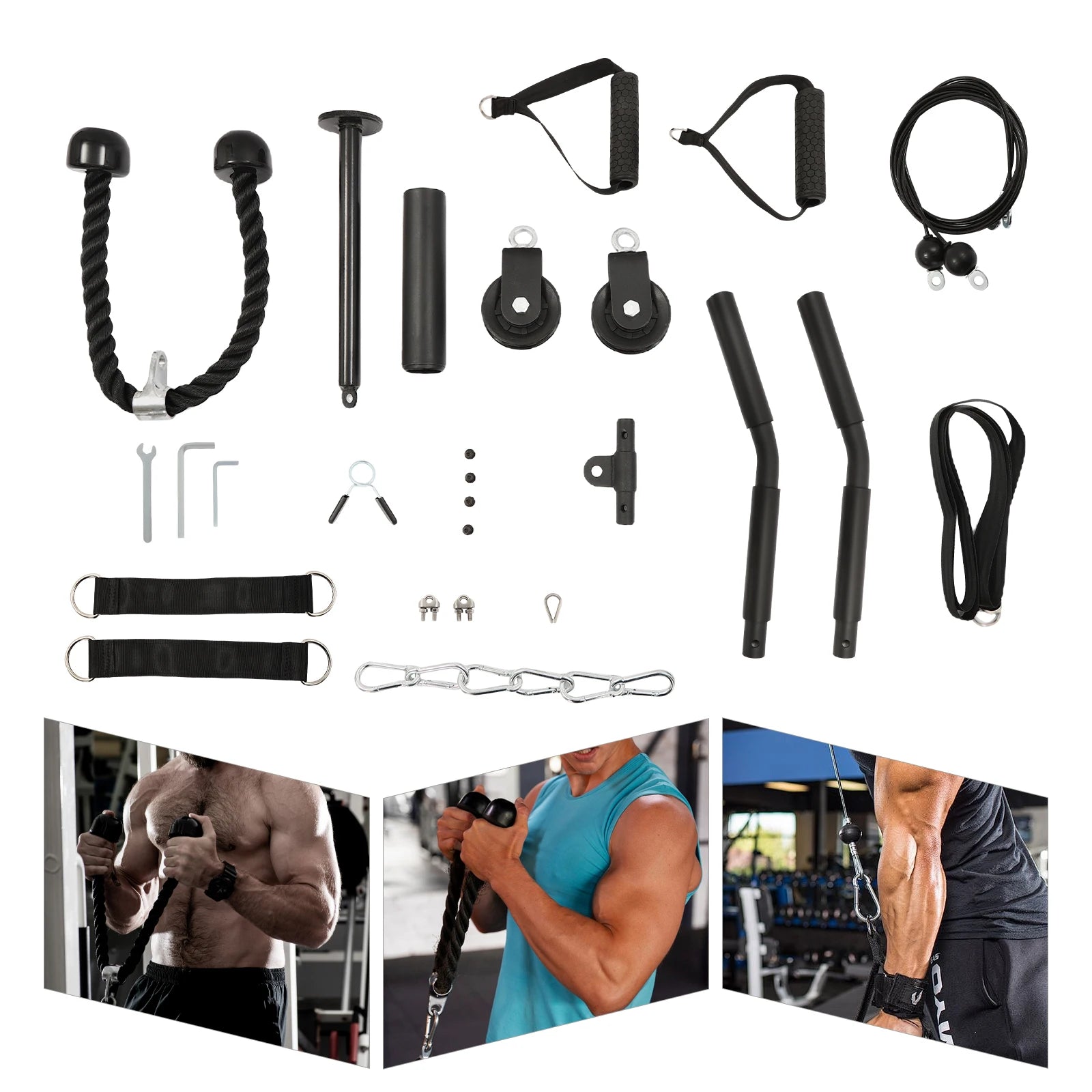 Pulley System Gym Cable Weight Pulley System Cable Lat Pull Fitness 120kg Load Capacity for Home, Gym, Etc.