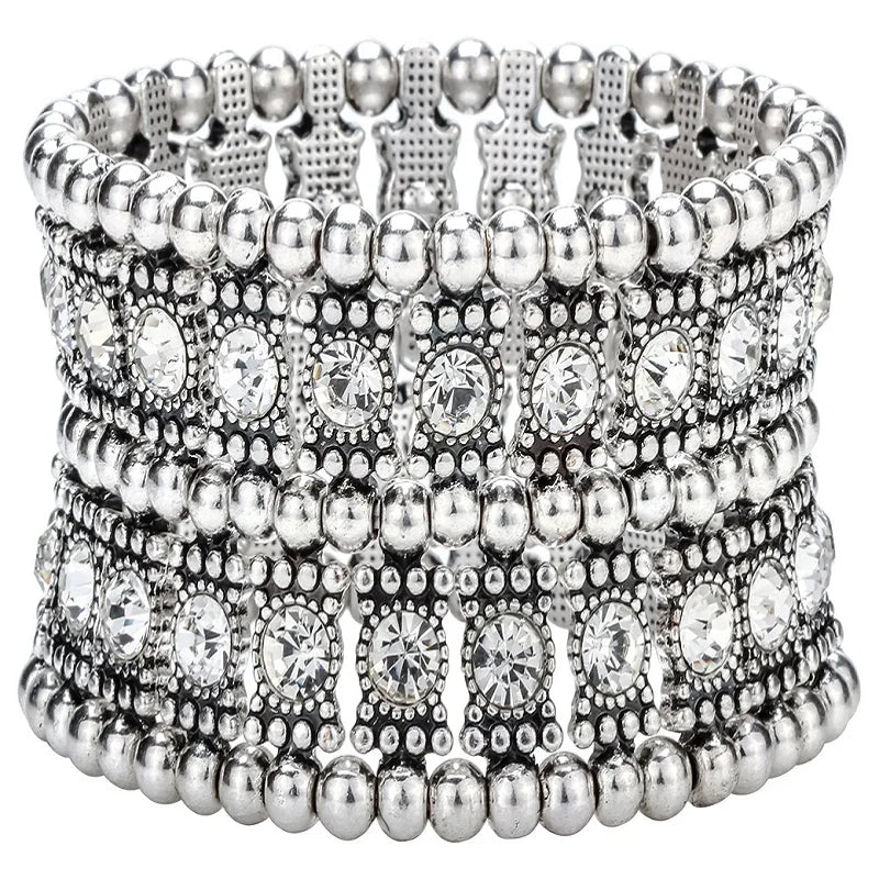 Multilayer stretch cuff bracelet women crystal wedding bridal jewelry gold silver color with crystal B22 wholesale dropshipping