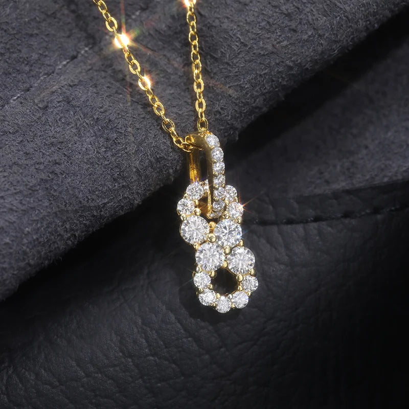 New Fine 925 Pendant Necklace Moissanite Delicate 8 Pendant Iced Out Gold Silver Color Charm For Women Hip Hop Jewelry