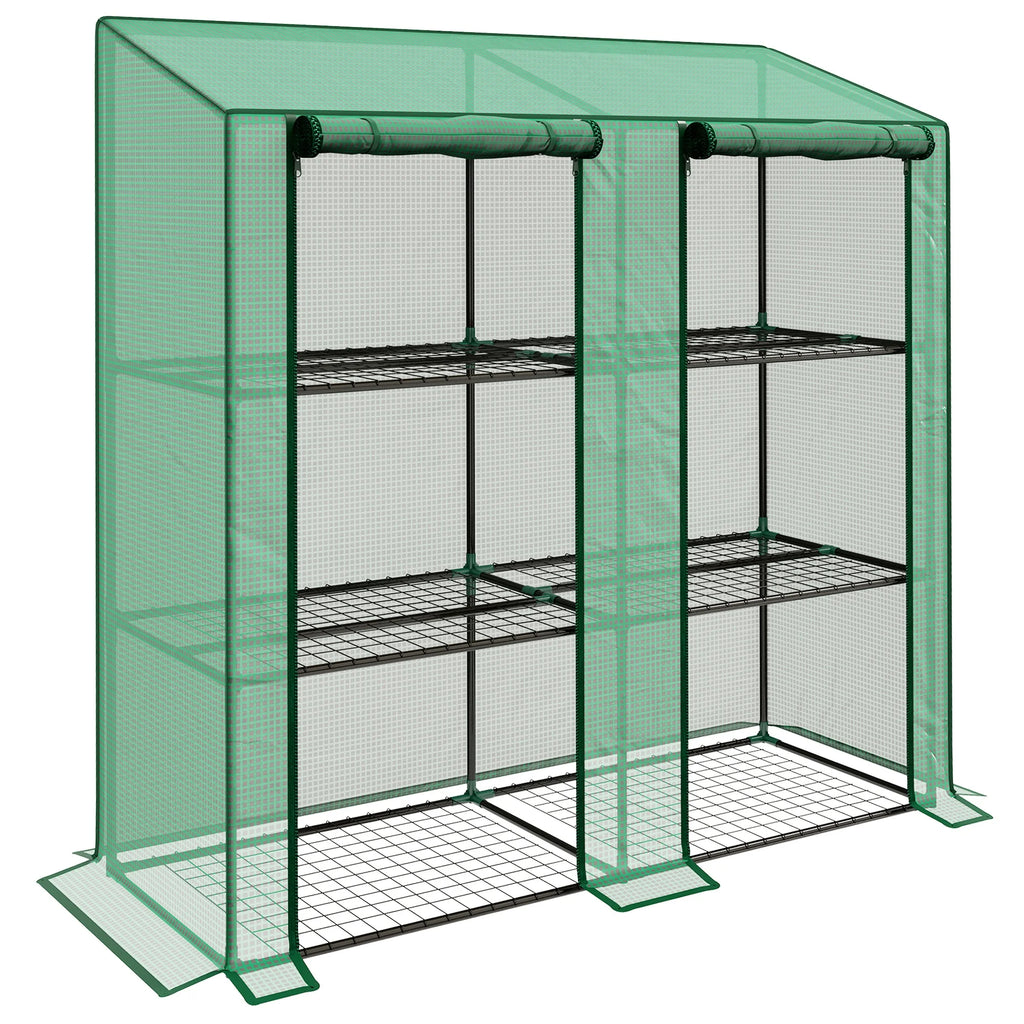 Outsunny 3-Tier Garden Greenhouse 143X46X141/151 cm Green