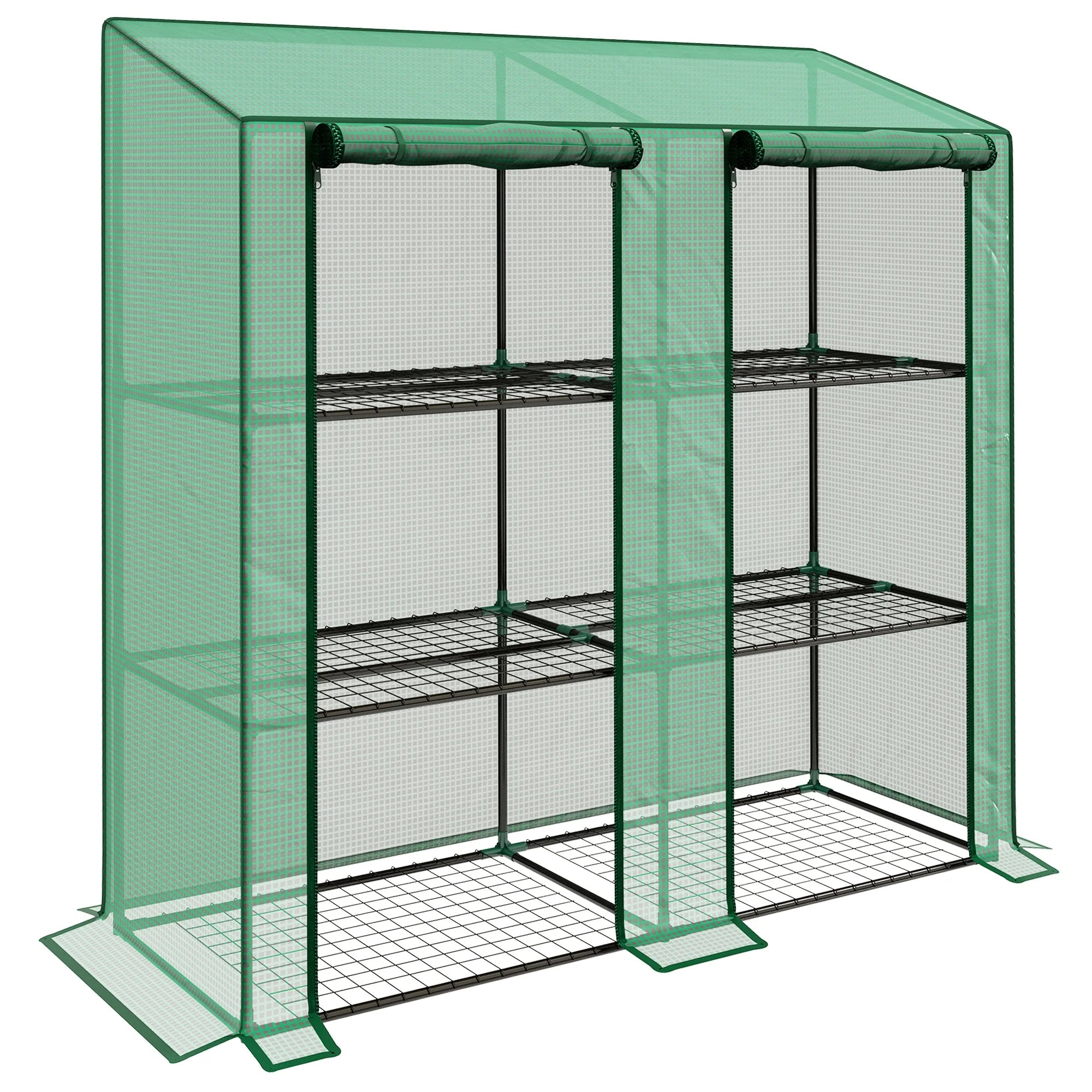 Outsunny 3-Tier Garden Greenhouse 143X46X141/151 cm Green