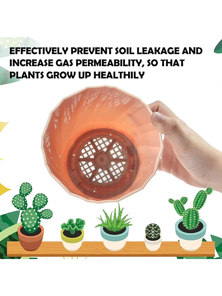 50PCS Flowerpot Gasket Ceramic Black Leakproof Soil Super Large Diameter Breathable Insect-Proof Plastic Circular Mesh Pad