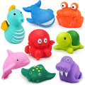 LotFancy Bath Toy, 8PCS Mold Free Bath Toys for Kids Ages,No Holes Baby Bath Toys for Toddlers, Ocean Sea Animal Bathtub Toys