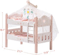 Robotime Robud Baby Doll Bunk Beds for 18 inch Dolls American Girl Doll Furniture Toy with Bedding Pink Wood 2pcs Beds