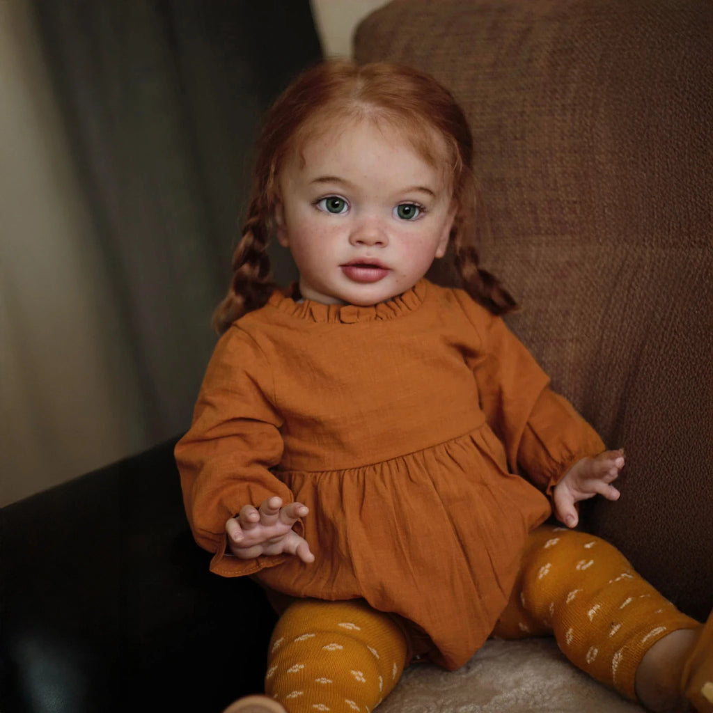 26inches Pippa Toddler Girl Doll with Cute Freckles On Face Toddler Huge Baby Size Dark Skin Lifelike Soft Touch