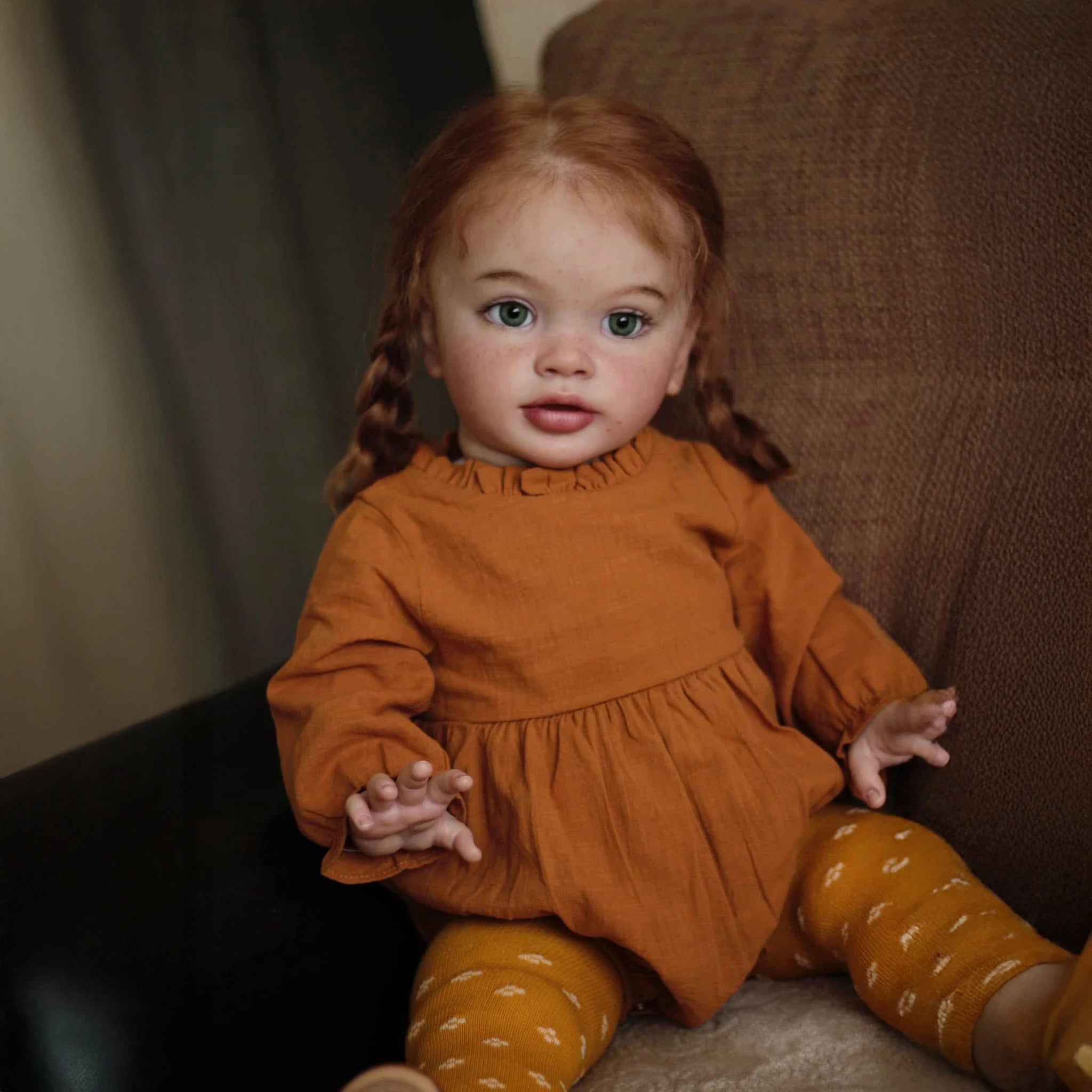 26inches Pippa Toddler Girl Doll with Cute Freckles On Face Toddler Huge Baby Size Dark Skin Lifelike Soft Touch