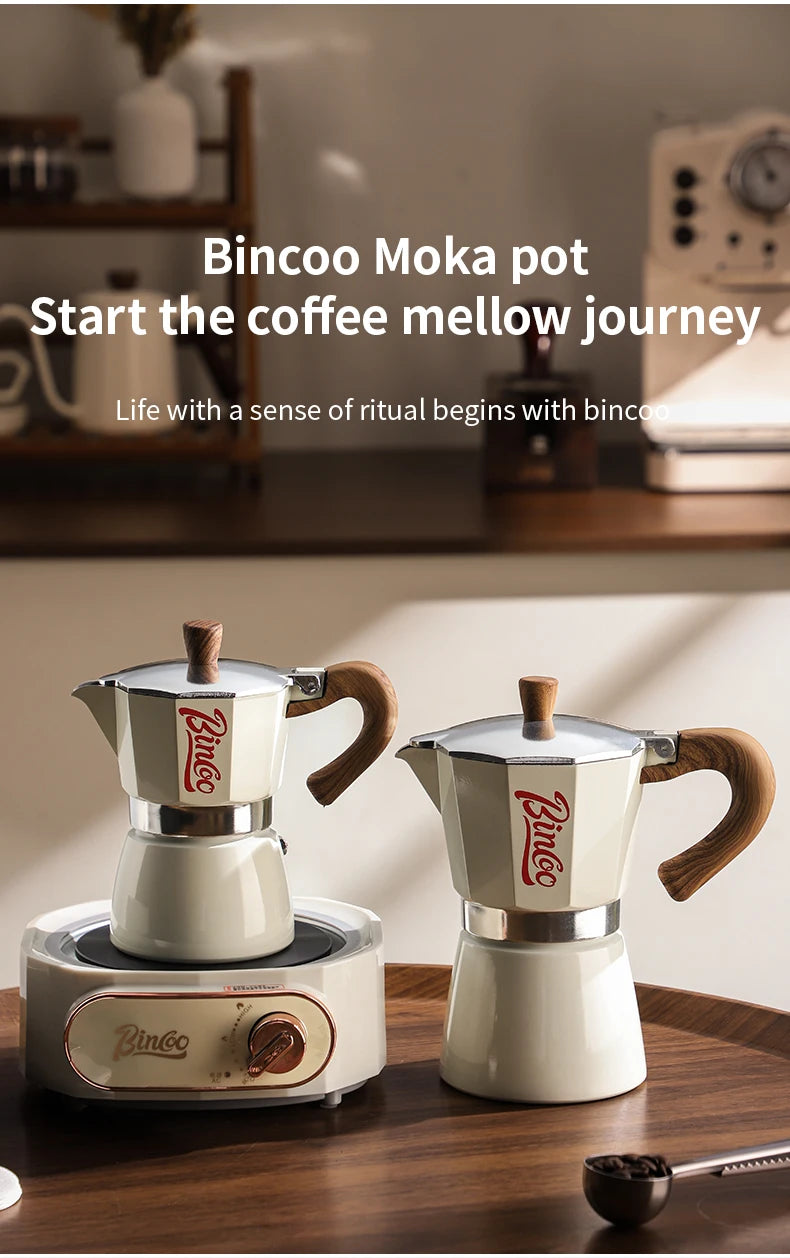 Bincoo Mocha Moka Coffee Pot Aluminum Espresso Maker Italian Coffee Professional Home Barista Accessories Coffee Tools 300ml