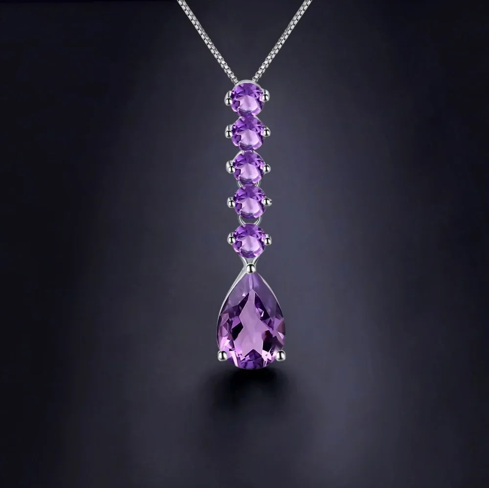 GEM'S BALLET 8.70Ct Natural Amethyst Long Pendant 925 Sterling Silver Gemstone Necklaces & Pendants For Women Fine Jewelry