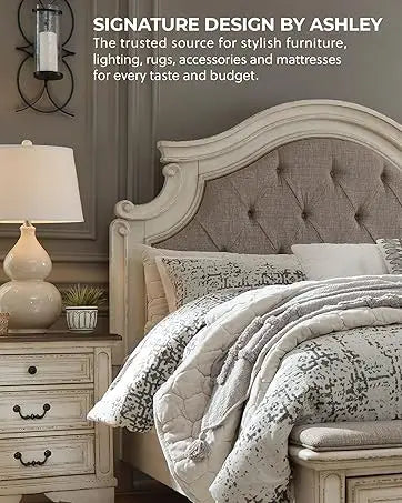 Realyn French Country 3 Drawer Nightstand with Electrical Outlets & USB Ports, 27.75" Tall, Chipped White 2025 NEW