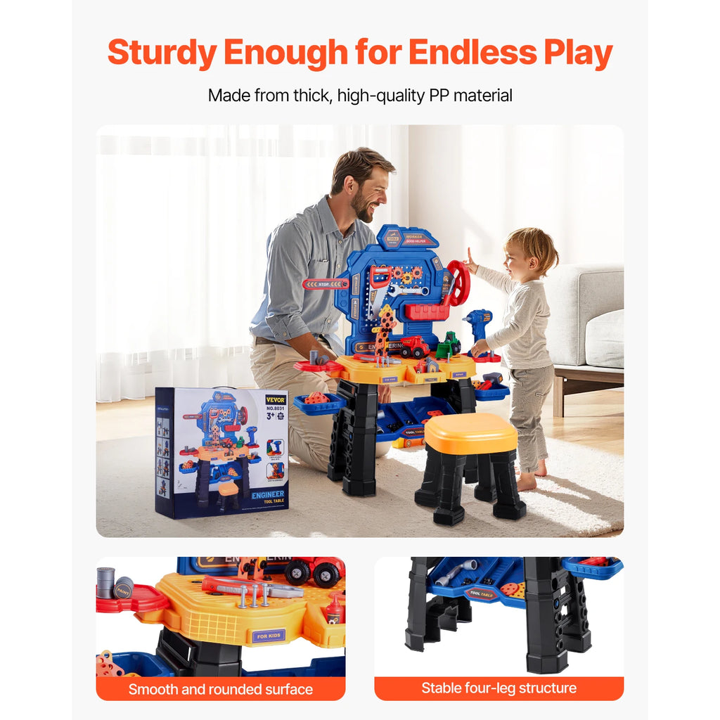SucceBuy 181pcs Kids Tool Bench Realistic Transformable Tool Set with Toddler Bench Pretend Play Learning Gift for Children Toys