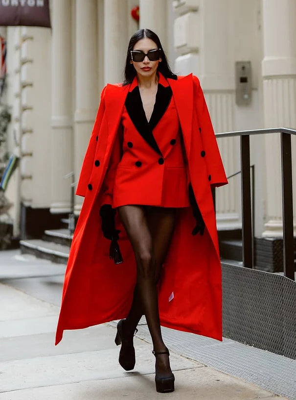 Elegant Women's Formal Dresses Suit Gowns Jacket and Long Over Jacket Coat For Female Double-Breasted 2 Pieces Suit Customized