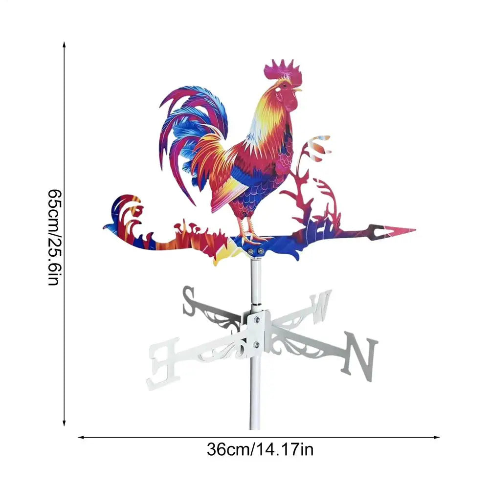 Outdoor Rooster Wind Indicator Colorful Rooster Decorations Animals Garden Weathervanes Wind Spinner for Garden Farmhouse