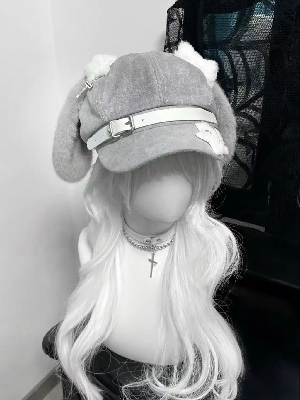 Women's Kawaii Hat Sweet Style New Fashion Cap Grey Dog Eared Cap Subculture Beret Cute Individualistic Embodying Otaku Culture