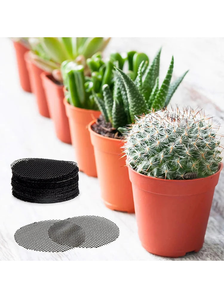 50PCS Flowerpot Gasket Ceramic Black Leakproof Soil Super Large Diameter Breathable Insect-Proof Plastic Circular Mesh Pad