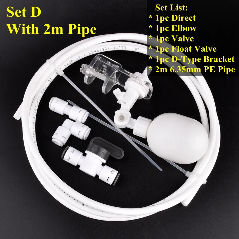 1/4" 6.35mm Water Dispenser Ball Float Valve Aquarium Tank Automatic Water Refill Ball Cock Adapter Adjustable Height Floatvalve