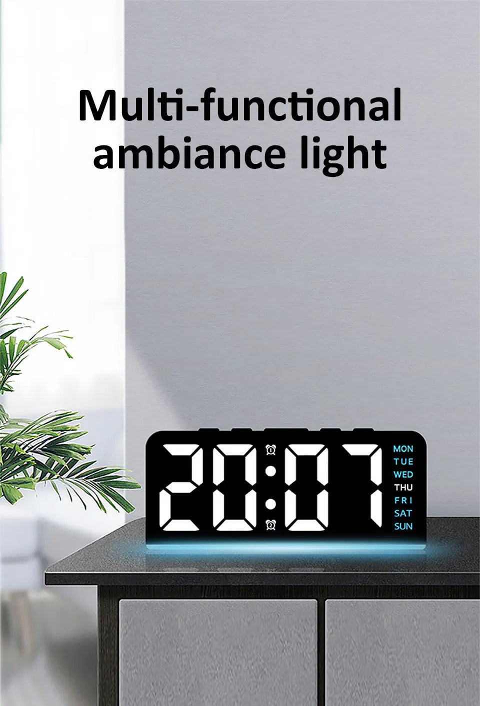 Digital LED Alarm Clock Desktop Table Clock Night Light with Time Temperature Display Backlight Snooze Clock Modern Decor