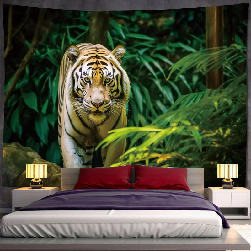 Animal Leopard Waterfall Tapestry Wall Art Floral  Wall Hanging Home House  Bedroom Decor For 2023 Tapiz Y2k Arazzi