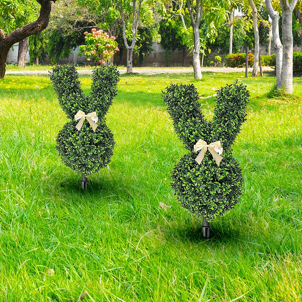 Easter Artificial Bunny Topiary Tree Sunburn Resist Rabbit Topiary Tree Pot for Outdoor Indoor Yard Lawn Festival Decoration