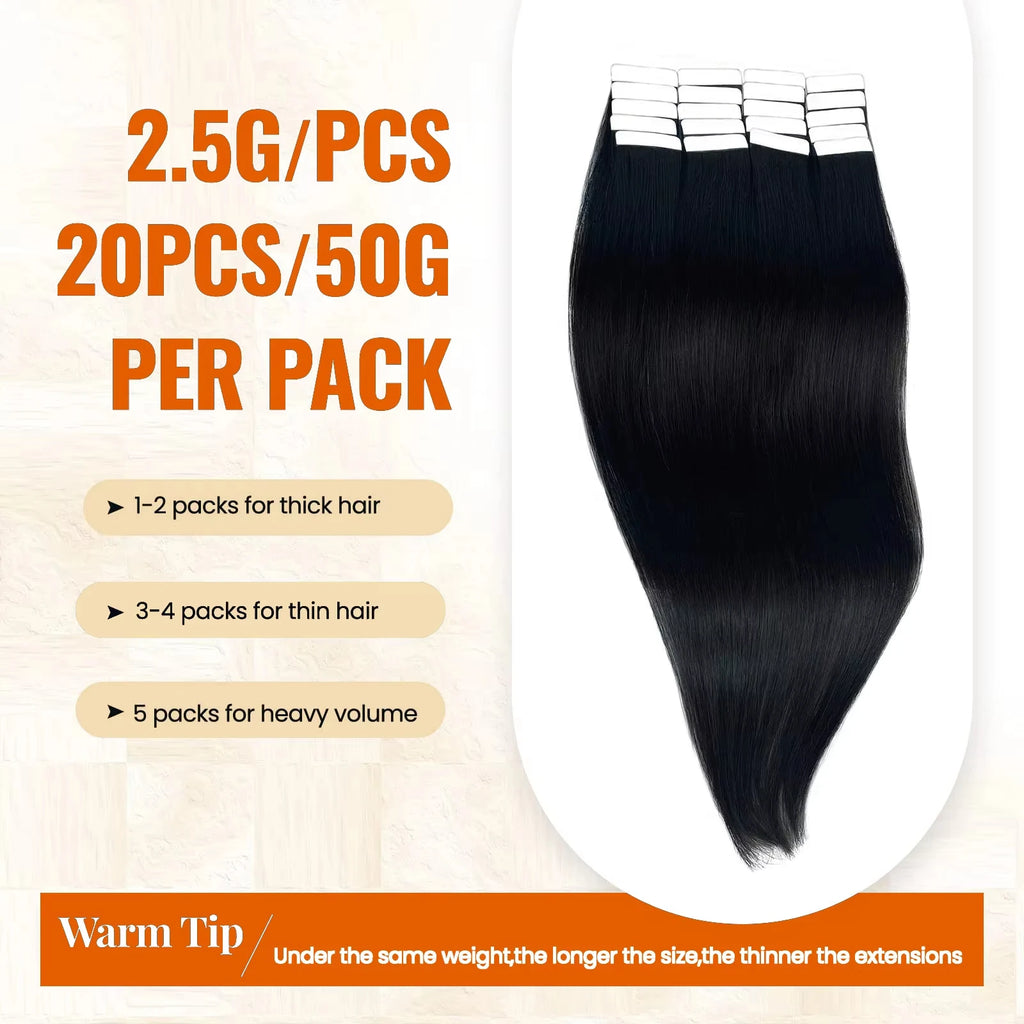 Wowear 24 Inch Straight Lace Front Wigs Human Hair Tape In Hair Extensions Human Hair 20pcs 50g Natural Black Wig Brazilian Hair