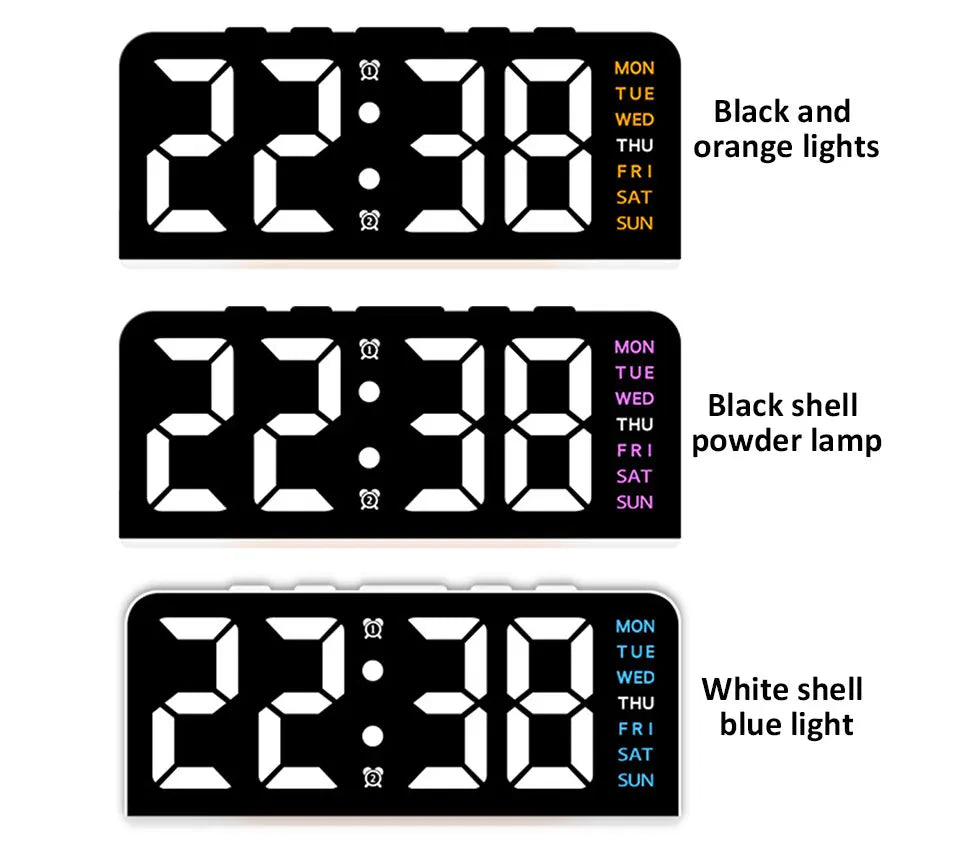Digital LED Alarm Clock Desktop Table Clock Night Light with Time Temperature Display Backlight Snooze Clock Modern Decor