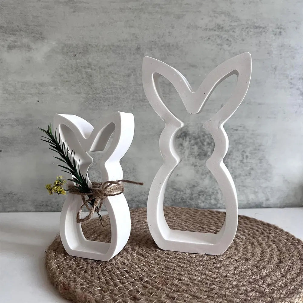Easter Bunny Concrete Molds Cute Rabbit Gypsum Molds Plaster Mold for Easter Table Decor
