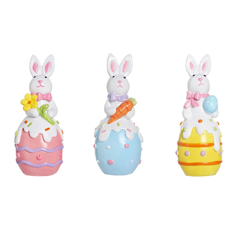 Cute Bunny Shaped Easter Ornaments Cartoon Easter Egg Resin Decoration Living Room Desktop Decoration Crafts Children Gifts