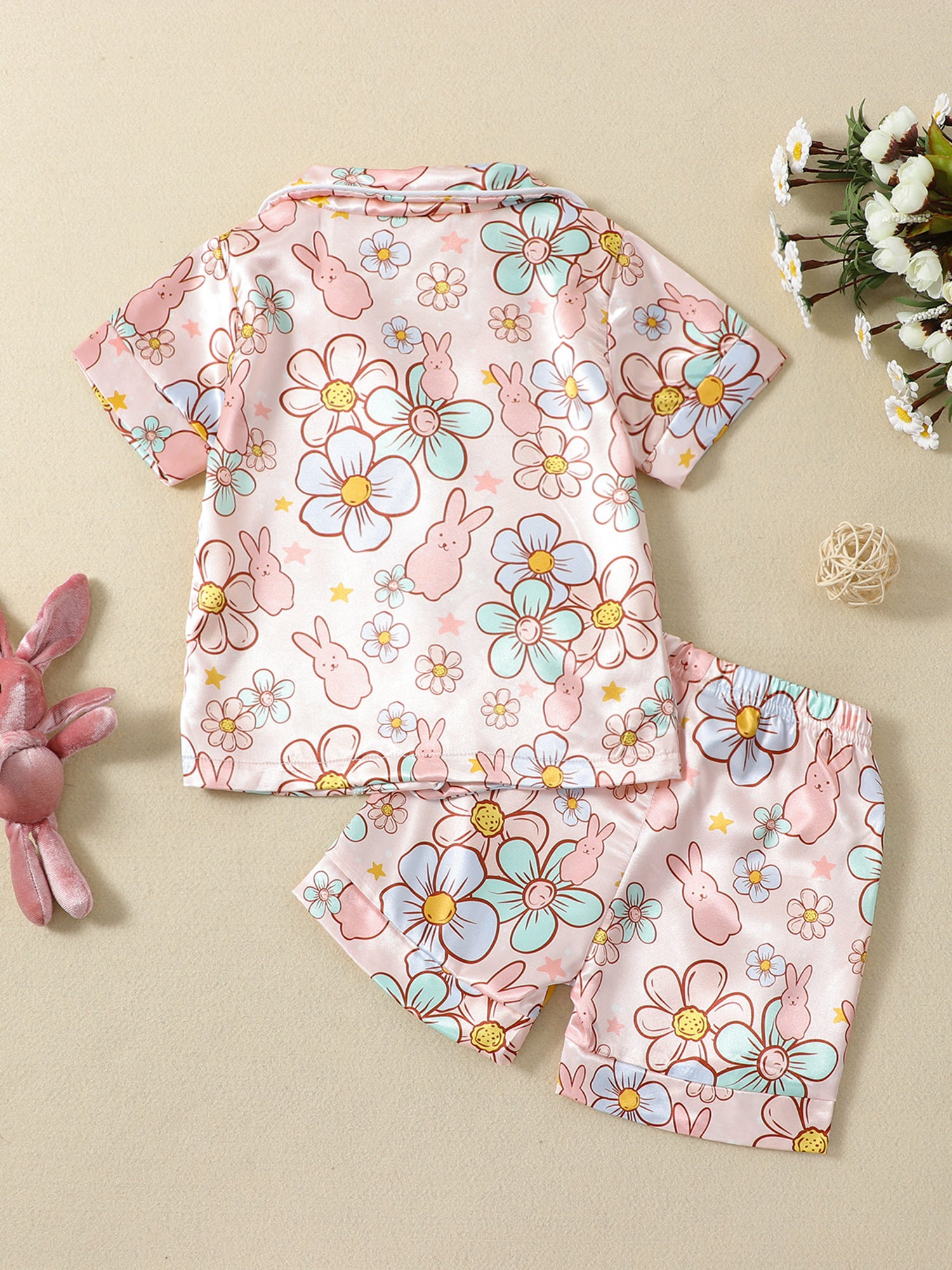 2Pcs Boys Easter Pajamas Set Long Sleeve Striped Print Button Down Shirts and Pants Set Loungewear for Kids