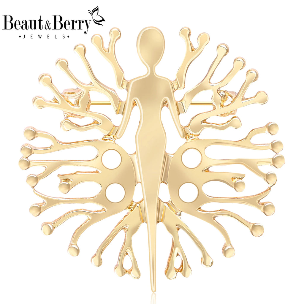 Beaut&Berry Unique Design Human Body Brooches for Women Characters Pins Casual Party Accessories New Gifts Friends Decoration