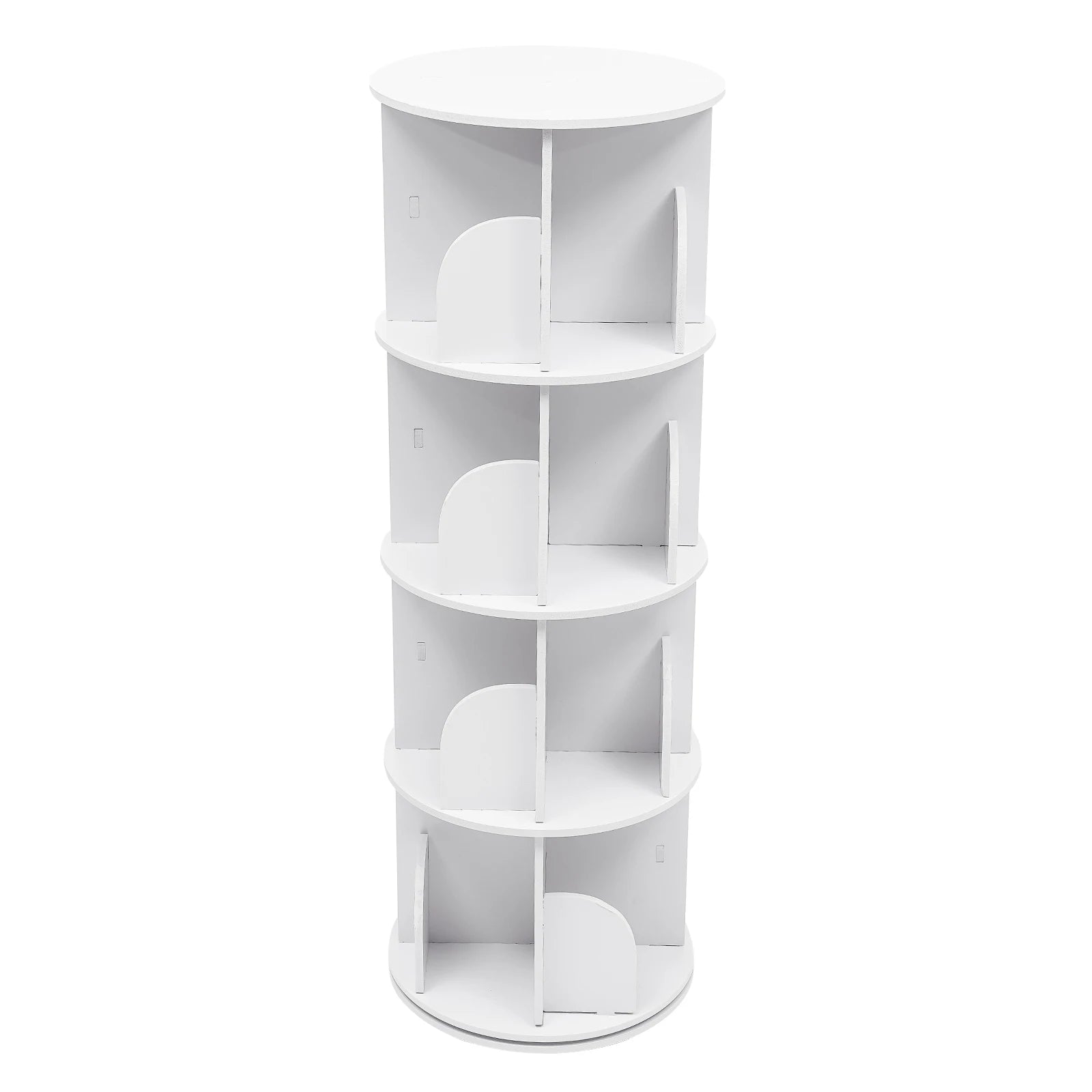 2/4-Tier Wooden Rotatable Bookshelf - 360°Display Floor Standing Storage Rack, White Multifunctional Bookshelf Organizer