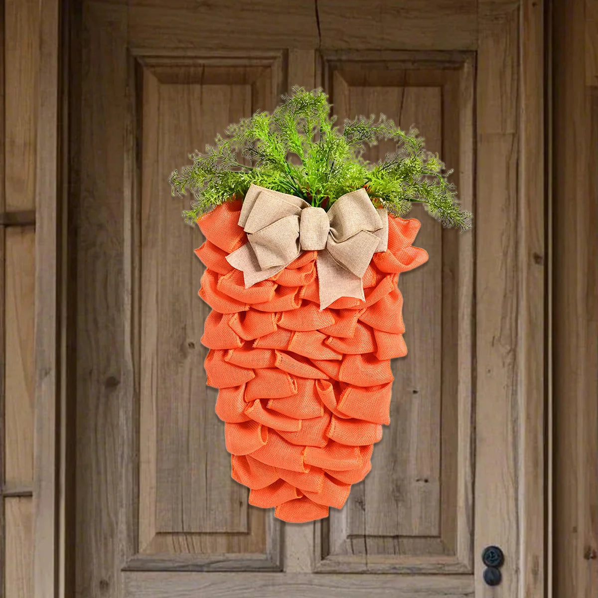 Easter Wreath Easter Decorations for the Home, 21.6in Carrot Shaped Wreath Spring Wreath for Front Door, Artificial