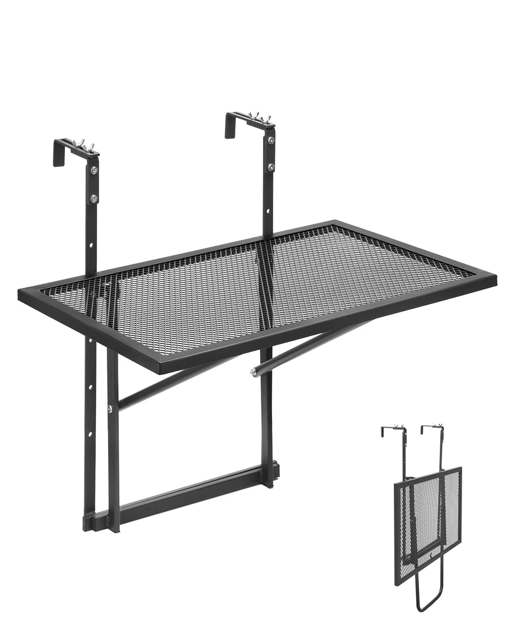 VEVOR Balcony Hanging Table Metal Folding Balcony Railing Table Outdoor Balcony Bar Table for Railings Serving Table for Patio