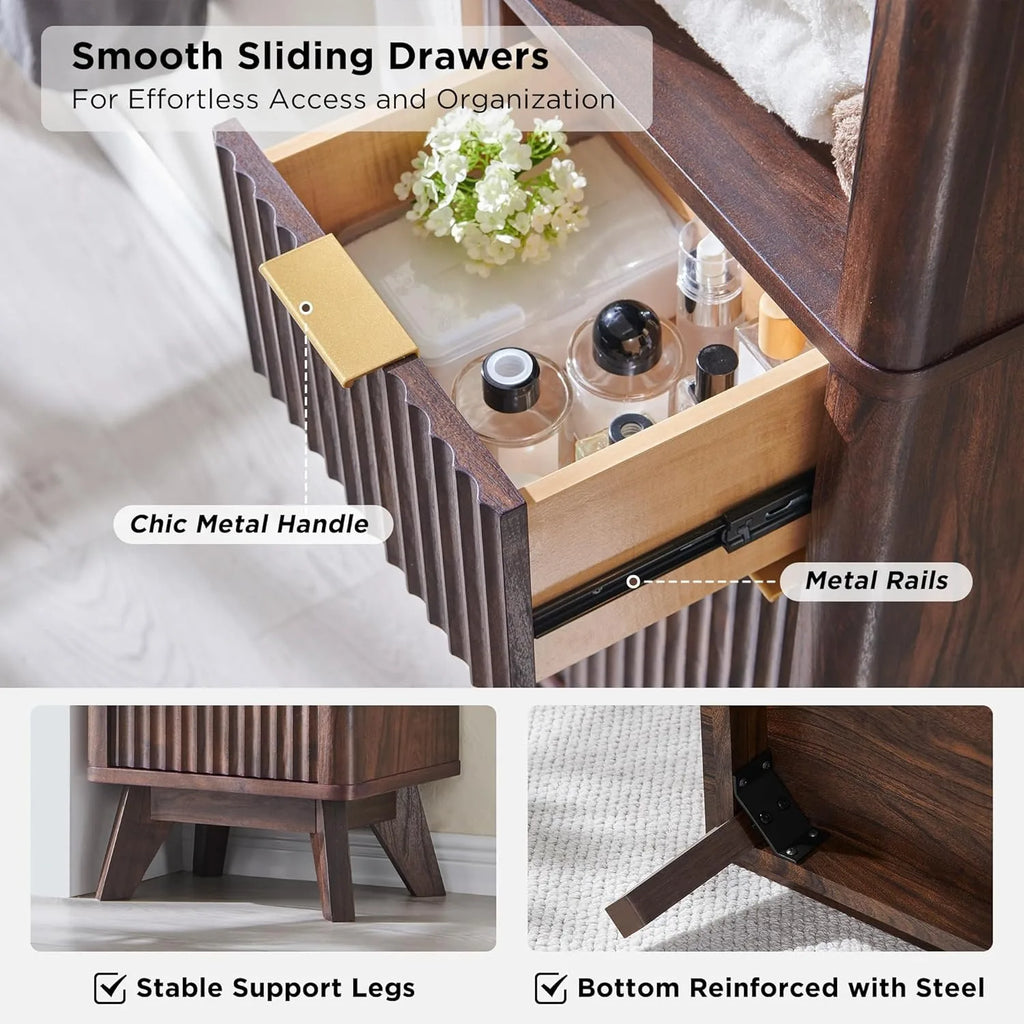 68" Tall Bathroom Narrow Storage Cabinet with Adjustable Shelf and Drawer, Curved Profile Linen Tower for Bathroom, Living Room