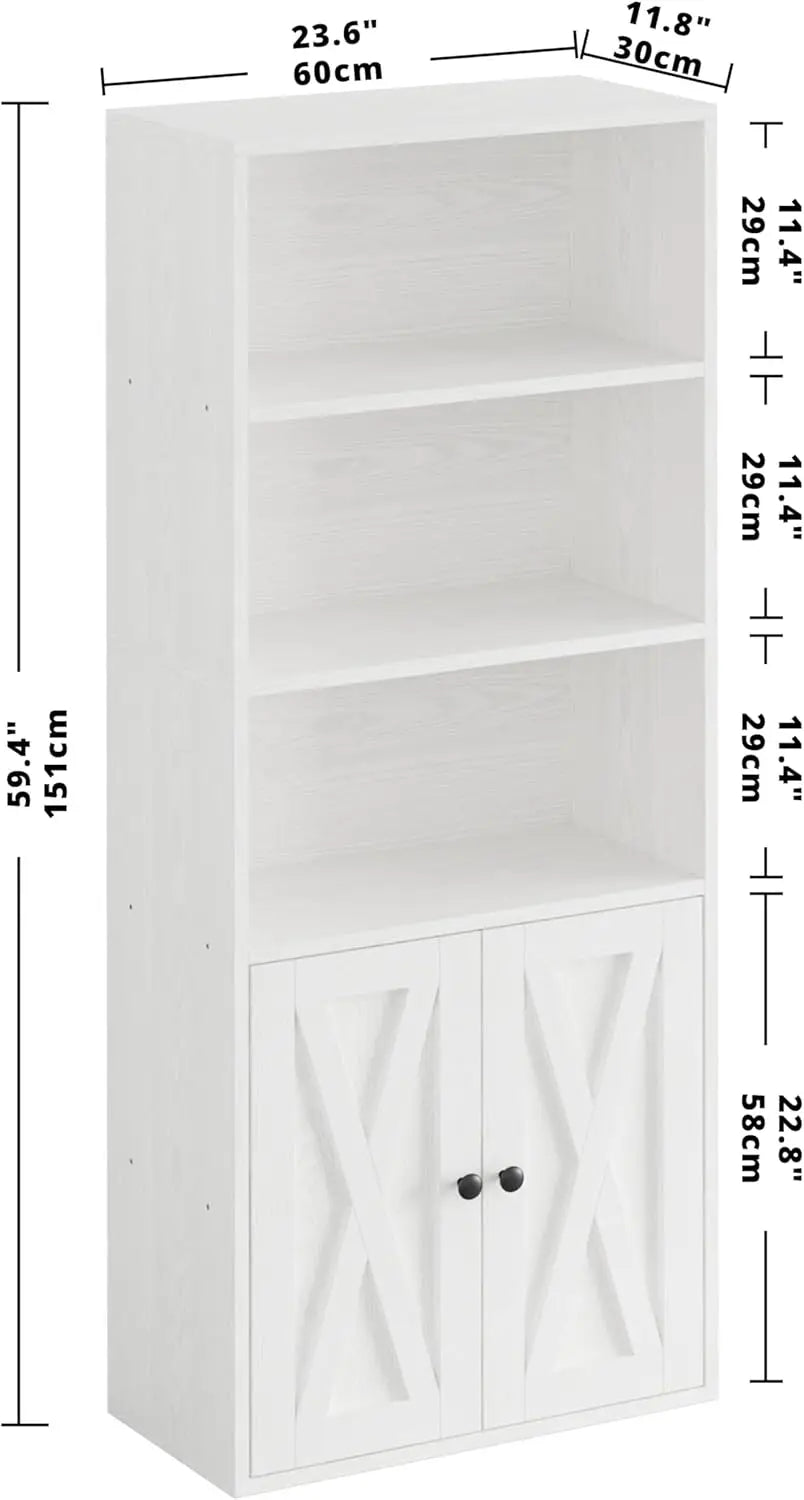 IRONCK Industrial Bookshelves and Bookcases with Doors 11.8 in Depth Floor Standing 5 Shelf Display Storage Bookcase Shelves
