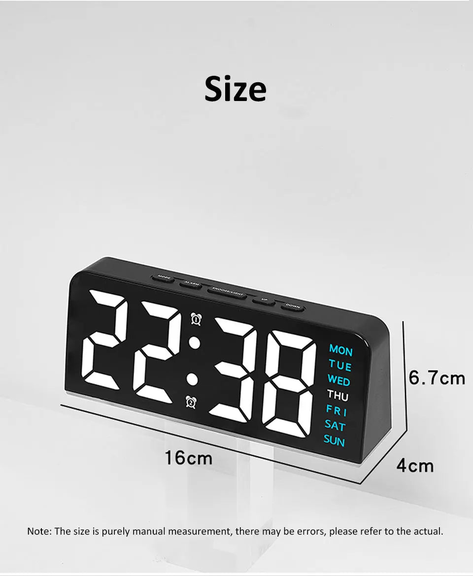 Digital LED Alarm Clock Desktop Table Clock Night Light with Time Temperature Display Backlight Snooze Clock Modern Decor
