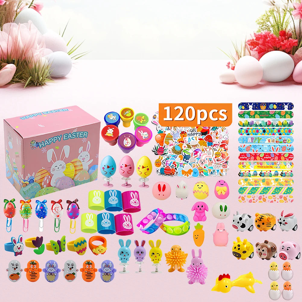 120Pcs Prefilled Easter Eggs Easter Egg Fillers with Assorted Toys Filled Easter Egg Gift Funny for 3 4 5 6 7 8 Year