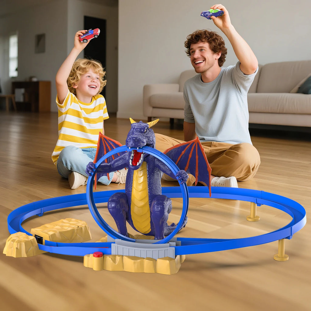 VATOS Dragon Fury Track Cars Set Toy Christmas Gift Dragon Bite The Car Spray Tracks Racing Car Indoor Game 2 Players Kids Boys