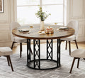 Tribesigns Round Dining Table for 4-6 People, 47-Inch Farmhouse Dinning Room Table Circle Kitchen Table, Industrial Dinner Table