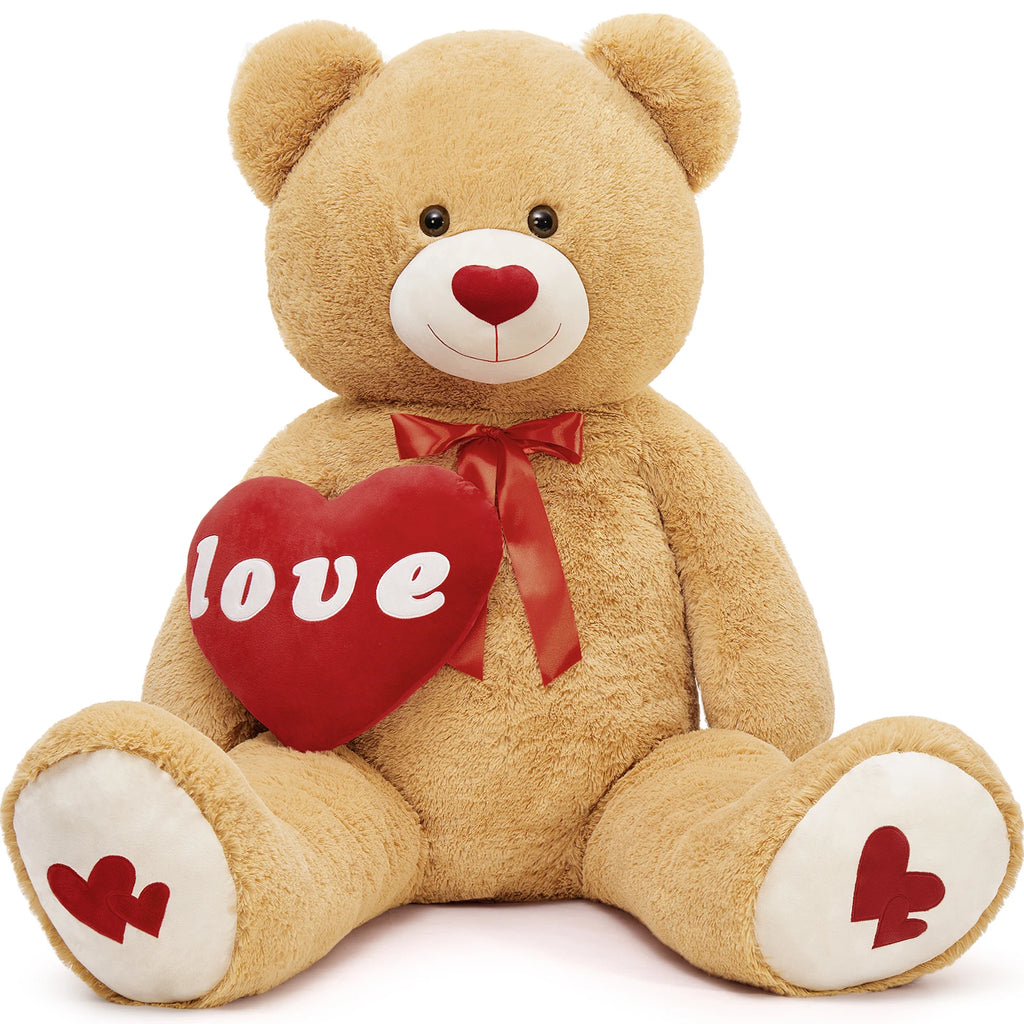 MorisMos 5 Ft Giant Teddy Bear, I Love You Huge Bear Plush for Girlfriend, Jumbo Love Heart 5 Feet Stuffed Animal Gifts for Boy