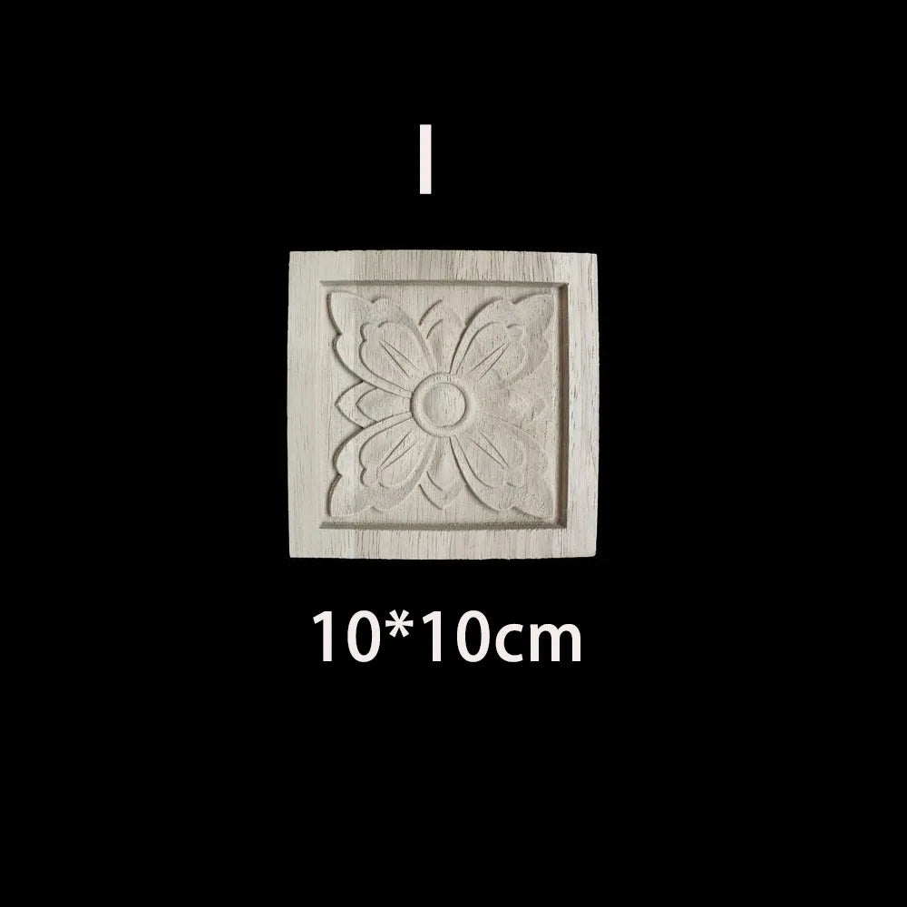Unique Natural Floral Wood Carved Onlays and Appliques Wood Figurines for Decor Home Decoration Accessories wood furniture decal