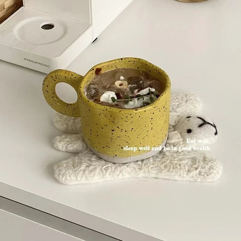 Ceramic Mug 250ml Ring Handl Coffee Milk Modern Print Porcelain Mug Handmade Ceramic Hot Chocolate Cup Couple Handgrip Cups
