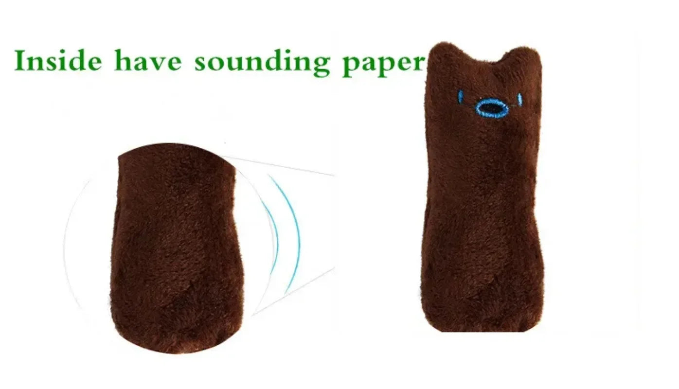 Pet Thumb Expressions Interactive Plush Cat Toy, Paper Chewing Teeth Grinding Anti Bite Toy, Contains Catgrass and Catnip