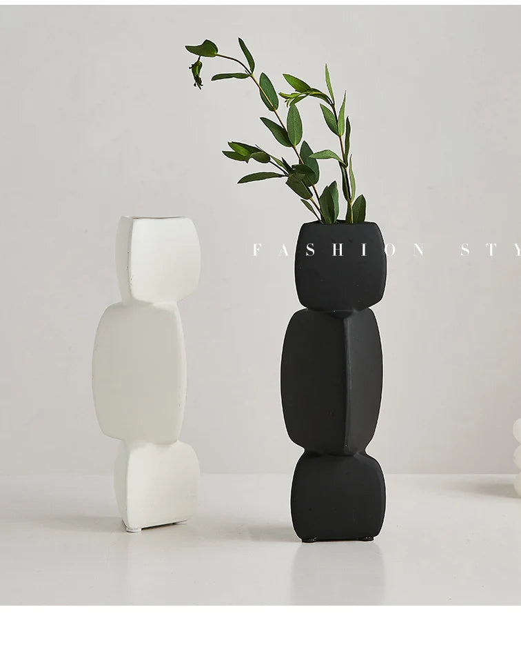 Modern minimalist vase decoration home Flower Arrangement Living Room Flowerpot Nordic minimalist decor black vase Art Ornaments