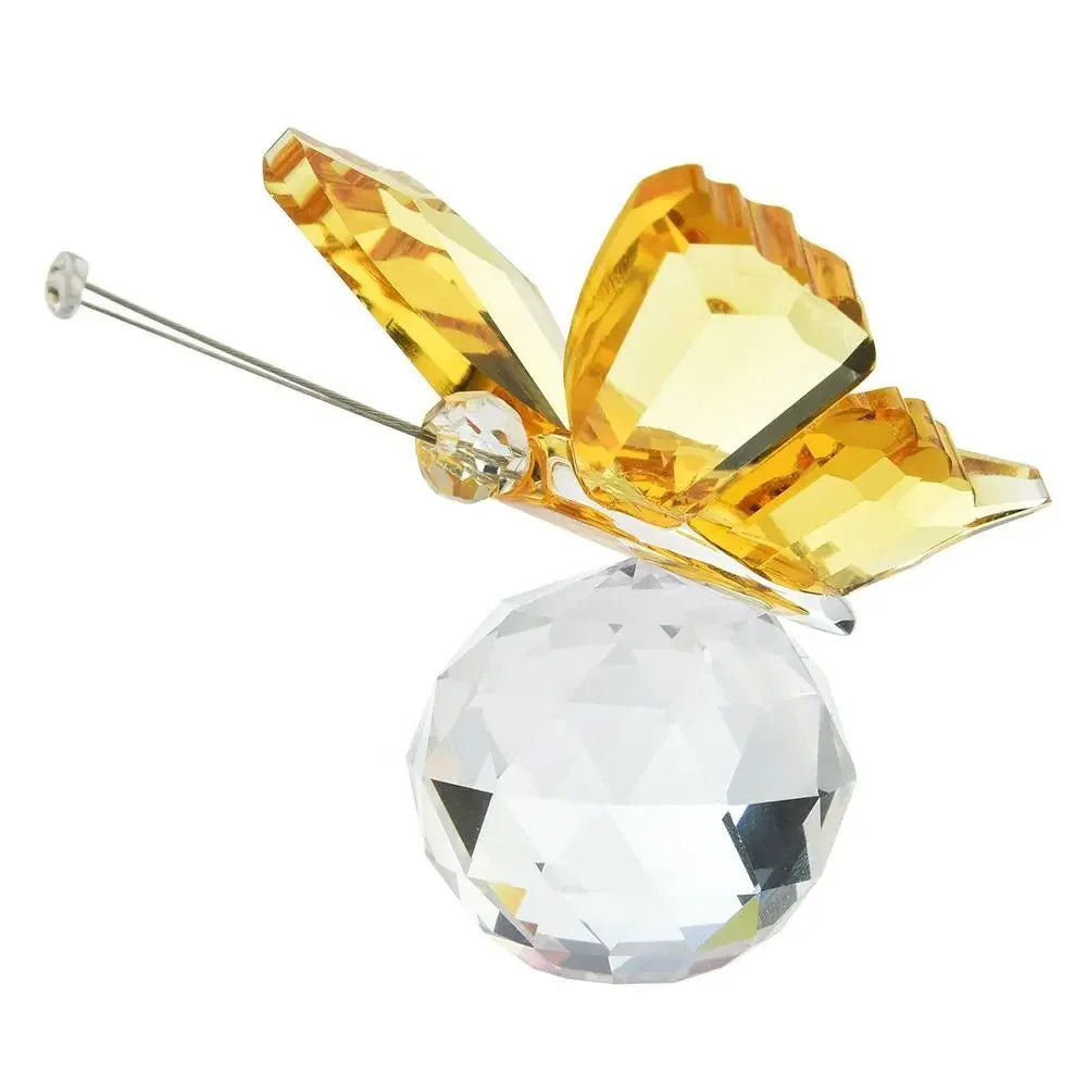 Creative White Crystal Crystal Butterfly Cute Handmade Miniature Figurines Glass Art Vivid Butterfly Ornament Home Decoration